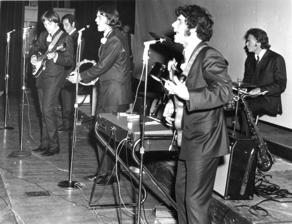 San Jose Civic Auditorium, May 21, 1966. L-R Jim Sawyers, Bob Gonzalez, Don Baskin, John Sharkey, John Duckworth